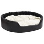 Black beige plush and synthetic leather dog bed 99x89x21 cm by vidaXL, Beds for dogs - Ref: Foro24-171272, Price: 68,17 €, Di...