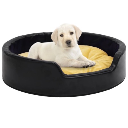 Cama de perros felpa cuero sintético negro amarillo 90x79x20 cm de vidaXL, Camas para perros - Ref: Foro24-171287, Precio: 46...