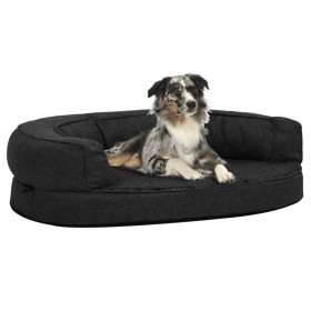 Black linen look ergonomic dog bed mattress 75x53cm by vidaXL, Beds for dogs - Ref: Foro24-171311, Price: 62,10 €, Discount: %