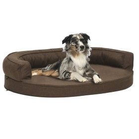 Colchón de cama de perro ergonómico aspecto lino marrón 75x53cm de vidaXL, Camas para perros - Ref: Foro24-171302, Precio: 49...