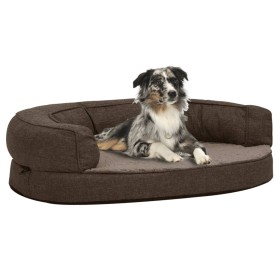 Brown linen look ergonomic dog bed mattress 75x53cm by vidaXL, Beds for dogs - Ref: Foro24-171305, Price: 61,99 €, Discount: %