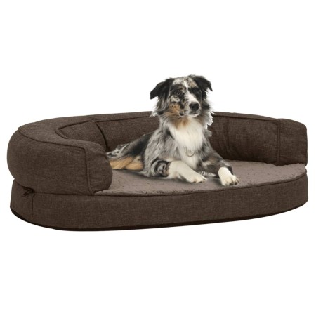 Colchón de cama de perro ergonómico aspecto lino marrón 75x53cm de vidaXL, Camas para perros - Ref: Foro24-171305, Precio: 61...