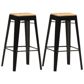 Kitchen stools 2 units solid black mango wood by vidaXL, Kitchen stools - Ref: Foro24-286131, Price: 151,99 €, Discount: %