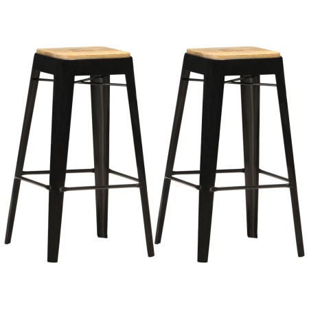 Kitchen stools 2 units solid black mango wood by vidaXL, Kitchen stools - Ref: Foro24-286131, Price: 151,54 €, Discount: %