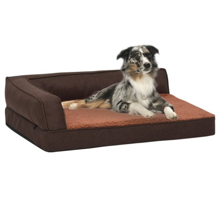 Colchón de cama de perro ergonómico aspecto lino marrón 75x53cm de vidaXL, Camas para perros - Ref: Foro24-171341, Precio: 52...