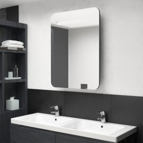 Armario de baño con espejo LED gris brillante 60x11x80 cm de vidaXL, Tocadores de baño - Ref: Foro24-326506, Precio: 132,00 €...