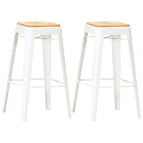 Kitchen stools 2 units solid white mango wood by vidaXL, Kitchen stools - Ref: Foro24-286133, Price: 178,44 €, Discount: %