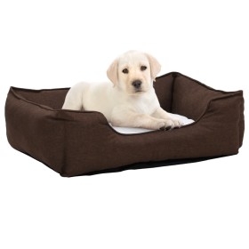 Brown and white linen look plush dog bed by vidaXL, Beds for dogs - Ref: Foro24-171373, Price: 21,99 €, Discount: %