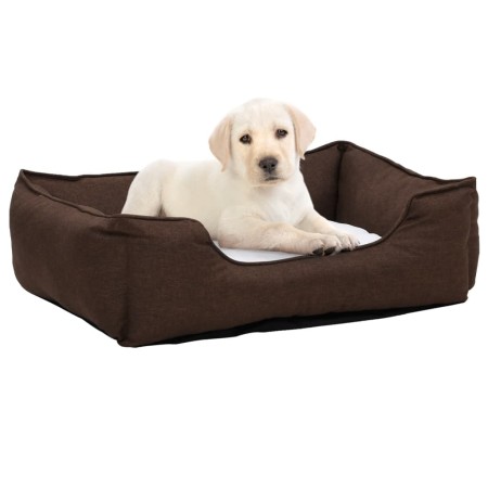 Braunes und weißes Plüsch-Hundebett in Leinenoptik von vidaXL, Betten für Hunde - Ref: Foro24-171373, Preis: 21,49 €, Rabatt: %