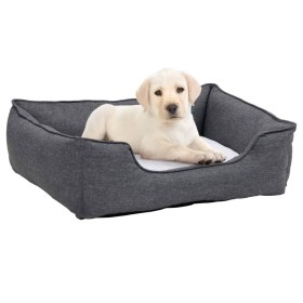 Gray and white linen look plush dog bed by vidaXL, Beds for dogs - Ref: Foro24-171368, Price: 35,99 €, Discount: %