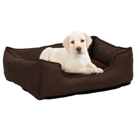 Cama de perro de felpa apariencia de lino marrón 85,5x70x23 cm de vidaXL, Camas para perros - Ref: Foro24-171377, Precio: 45,...