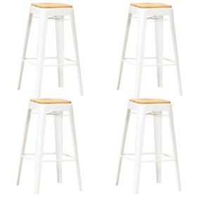 Kitchen stools, set of 4, made of solid white mango wood. by vidaXL, Kitchen stools - Ref: Foro24-286134, Price: 242,08 €, Di...