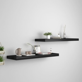 Floating wall shelves 2 pcs MDF black 80x23.5x3.8 cm by vidaXL, Shelves and shelves - Ref: Foro24-323836, Price: 35,03 €, Dis...