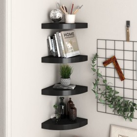 Corner floating shelves 4 units black MDF 25x25x3.8 cm by vidaXL, Shelves and shelves - Ref: Foro24-323900, Price: 42,56 €, D...