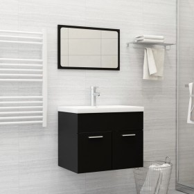 Bathroom furniture set 2 pieces black plywood by vidaXL, Bathroom furniture - Ref: Foro24-804783, Price: 66,50 €, Discount: %