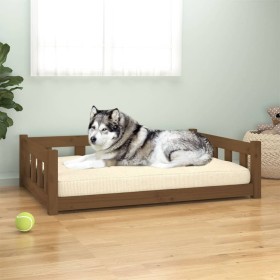 Honey brown pine wood dog bed 105.5x75.5x28 cm by vidaXL, Beds for dogs - Ref: Foro24-820205, Price: 96,99 €, Discount: %