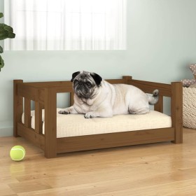 Cama para perros madera maciza marrón miel 65,5x50,5x28 cm de vidaXL, Camas para perros - Ref: Foro24-820190, Precio: 49,99 €...