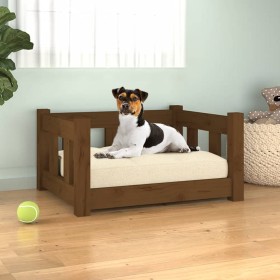 Honey brown solid wood dog bed 55.5x45.5x28 cm by vidaXL, Beds for dogs - Ref: Foro24-820185, Price: 34,78 €, Discount: %