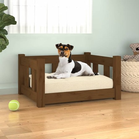 Cama para perros madera maciza marrón miel 55,5x45,5x28 cm de vidaXL, Camas para perros - Ref: Foro24-820185, Precio: 34,78 €...