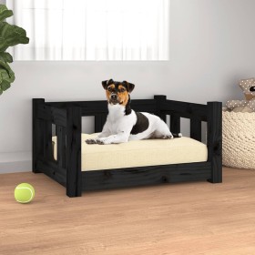 Cama para perros madera maciza de pino negro 55,5x45,5x28 cm de vidaXL, Camas para perros - Ref: Foro24-820186, Precio: 49,99...