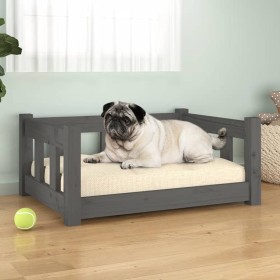 Cama para perros madera maciza de pino gris 65,5x50,5x28 cm de vidaXL, Camas para perros - Ref: Foro24-820189, Precio: 56,99 ...