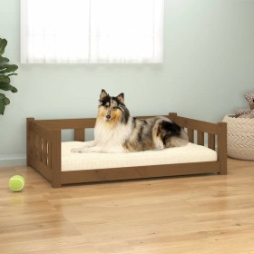 Cama para perros madera maciza pino marrón miel 95,5x65,5x28 cm de vidaXL, Camas para perros - Ref: Foro24-820200, Precio: 78...