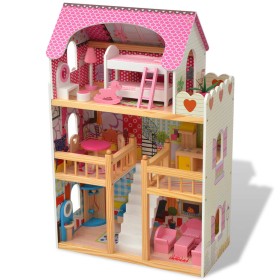 3-stöckiges Puppenhaus aus Holz 60x30x90 cm von vidaXL, Puppenhäuser - Ref: Foro24-80175, Preis: 90,99 €, Rabatt: %