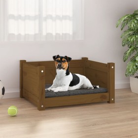 Solid pine wood dog bed in honey brown color, 55.5x45.5x28 cm by vidaXL, Beds for dogs - Ref: Foro24-821445, Price: 52,99 €, ...