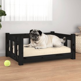 Hundebett aus massivem schwarzem Kiefernholz, 65,5 x 50,5 x 28 cm von vidaXL, Betten für Hunde - Ref: Foro24-820191, Preis: 5...