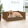 Cama para perros madera maciza pino marrón miel 75,5x55,5x28 cm de vidaXL, Camas para perros - Ref: Foro24-821455, Precio: 66...