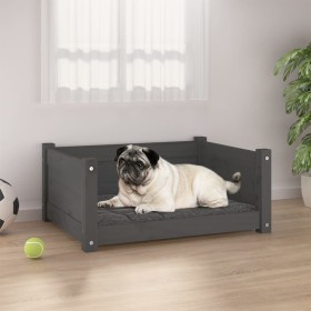 Hundebett aus massivem, grauem Kiefernholz, 65,5 x 50,5 x 28 cm von vidaXL, Betten für Hunde - Ref: Foro24-821449, Preis: 57,...