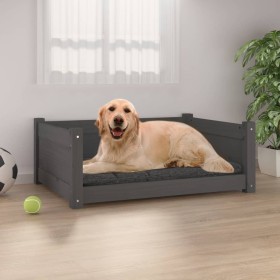 Hundebett aus massivem, grauem Kiefernholz, 75,5 x 55,5 x 28 cm von vidaXL, Betten für Hunde - Ref: Foro24-821454, Preis: 75,...