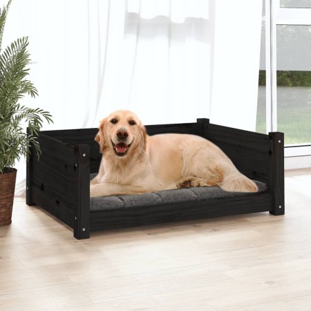 Hundebett aus massivem schwarzem Kiefernholz, 75,5 x 55,5 x 28 cm von vidaXL, Betten für Hunde - Ref: Foro24-821456, Preis: 5...