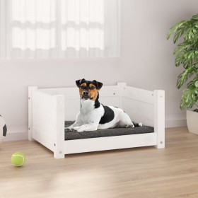 Hundebett aus massivem weißem Kiefernholz, 55,5 x 45,5 x 28 cm von vidaXL, Betten für Hunde - Ref: Foro24-821443, Preis: 49,9...