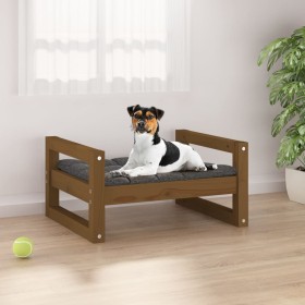 Solid pine wood dog bed in honey brown color, 55.5x45.5x28 cm by vidaXL, Beds for dogs - Ref: Foro24-821470, Price: 34,10 €, ...