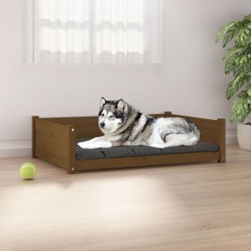 Cama para perros madera de pino marrón miel 105,5x75,5x28 cm de vidaXL, Camas para perros - Ref: Foro24-821465, Precio: 122,9...