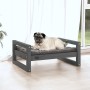 Hundebett aus massivem, grauem Kiefernholz, 65,5 x 50,5 x 28 cm von vidaXL, Betten für Hunde - Ref: Foro24-821474, Preis: 39,...