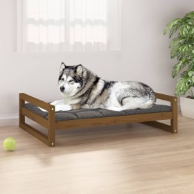 Hundebett aus honigbraunem Kiefernholz, 105,5 x 75,5 x 28 cm von vidaXL, Betten für Hunde - Ref: Foro24-821490, Preis: 65,41 ...