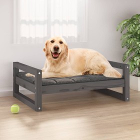 Cama para perros madera maciza de pino gris 75,5x55,5x28 cm de vidaXL, Camas para perros - Ref: Foro24-821479, Precio: 44,99 ...