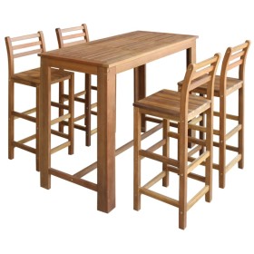 Set mesa de bar y sillas 5 piezas de madera de acacia maciza de vidaXL, muebles para cocinas y comedores - Ref: Foro24-246669...