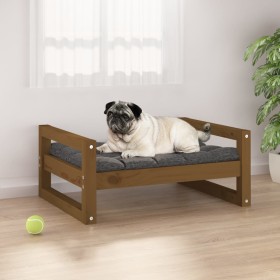 Cama para perros madera maciza pino marrón miel 65,5x50,5x28 cm de vidaXL, Camas para perros - Ref: Foro24-821475, Precio: 37...