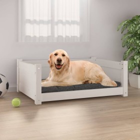 Hundebett aus massivem Kiefernholz in Weiß 75,5x55,5x28 cm von vidaXL, Betten für Hunde - Ref: Foro24-821453, Preis: 64,78 €,...