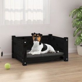 Cama para perros madera maciza de pino negro 55,5x45,5x28 cm de vidaXL, Camas para perros - Ref: Foro24-821446, Precio: 40,99...