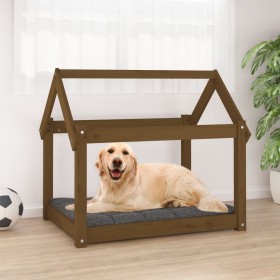 Cama para perros madera maciza pino marrón miel 81x60x70 cm de vidaXL, Camas para perros - Ref: Foro24-822210, Precio: 49,94 ...