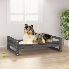 Hundebett aus massivem, grauem Kiefernholz, 95,5 x 65,5 x 28 cm von vidaXL, Betten für Hunde - Ref: Foro24-821484, Preis: 60,...