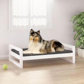 Hundebett aus massivem weißem Kiefernholz, 95,5 x 65,5 x 28 cm von vidaXL, Betten für Hunde - Ref: Foro24-821483, Preis: 73,1...