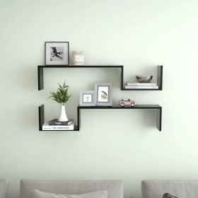 Wall shelves 2 pcs black plywood 100x15x20 cm by vidaXL, Shelves and shelves - Ref: Foro24-807269, Price: 24,64 €, Discount: %