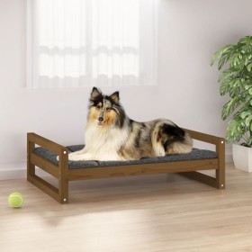 Solid pine wood dog bed in honey brown color, 95.5x65.5x28 cm by vidaXL, Beds for dogs - Ref: Foro24-821485, Price: 56,99 €, ...