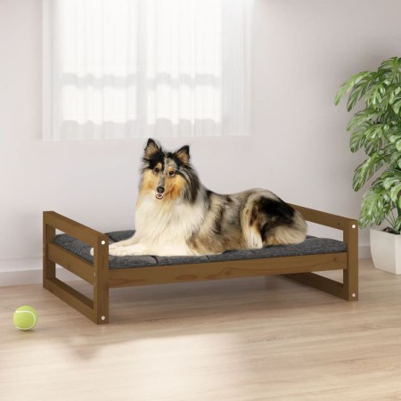 Cama para perros madera maciza pino marrón miel 95,5x65,5x28 cm de vidaXL, Camas para perros - Ref: Foro24-821485, Precio: 54...