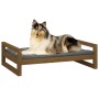 Cama para perros madera maciza pino marrón miel 95,5x65,5x28 cm de vidaXL, Camas para perros - Ref: Foro24-821485, Precio: 54...